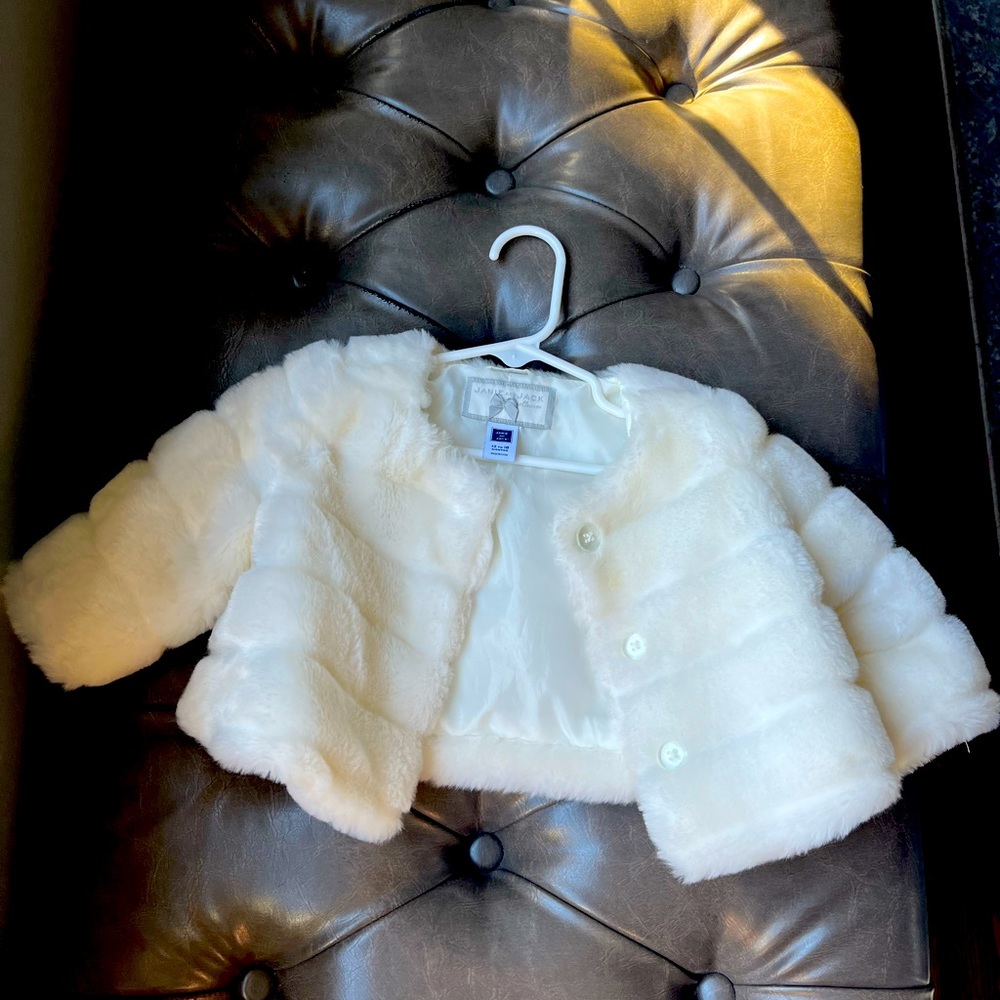 Janie and Jack white coat size 12-18 months